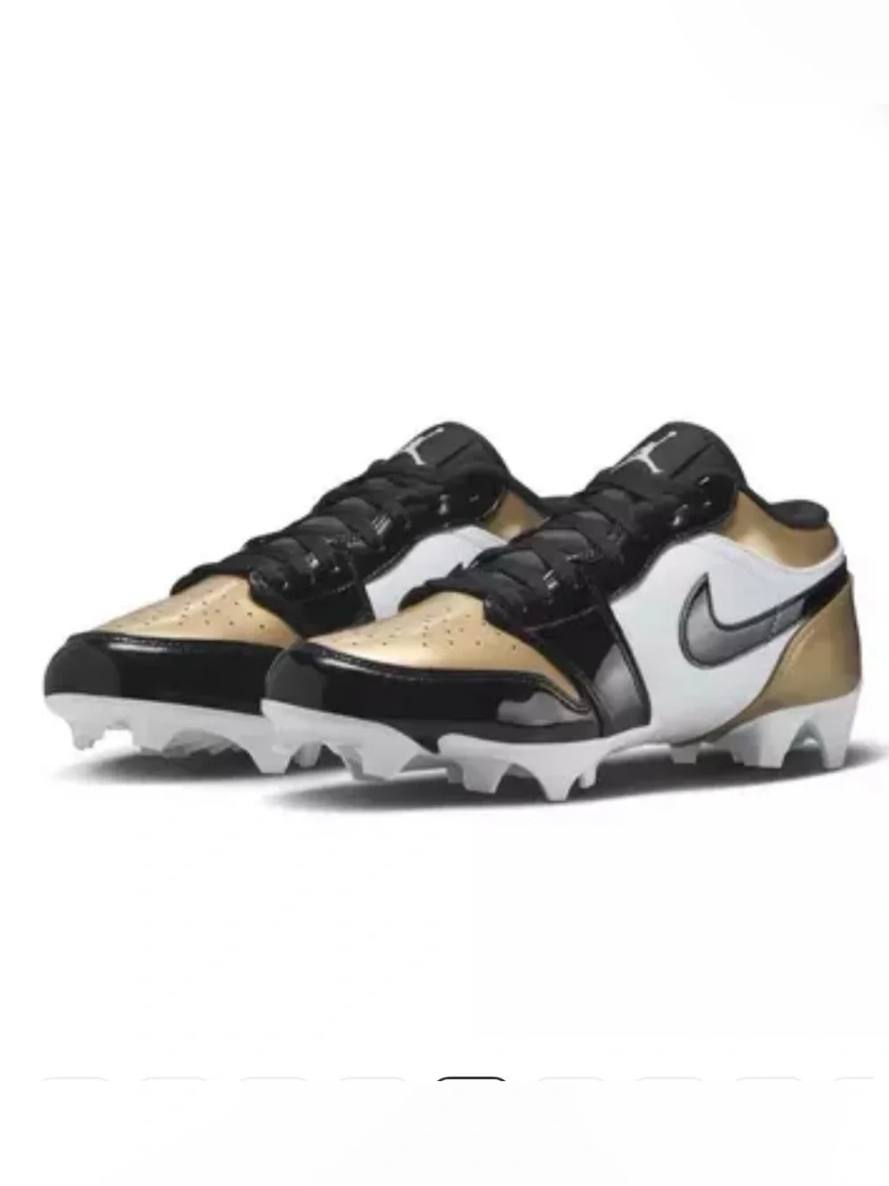 NWT Nike Jordan 1 Low TD Football Cleats, Metallic Gold/Black, Men’s Size 10.5